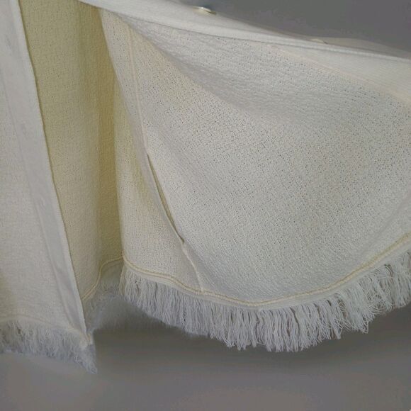 Anthony Richards Ivory Knit Cape Cardigan Sweater with Fringe, Size X Feminine - Picture 4 of 11